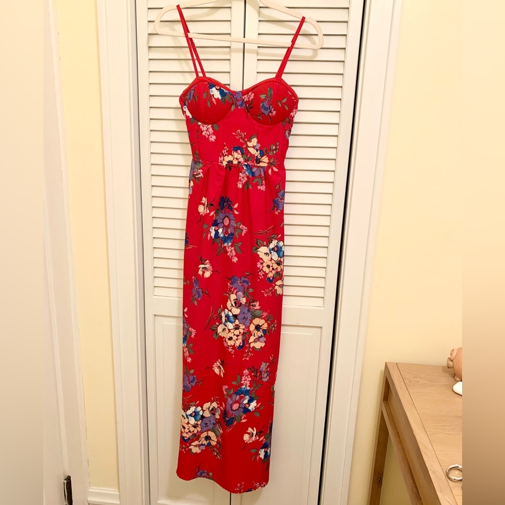 BOG Band of Gypsies Collective Printed Red Slip Dress XS